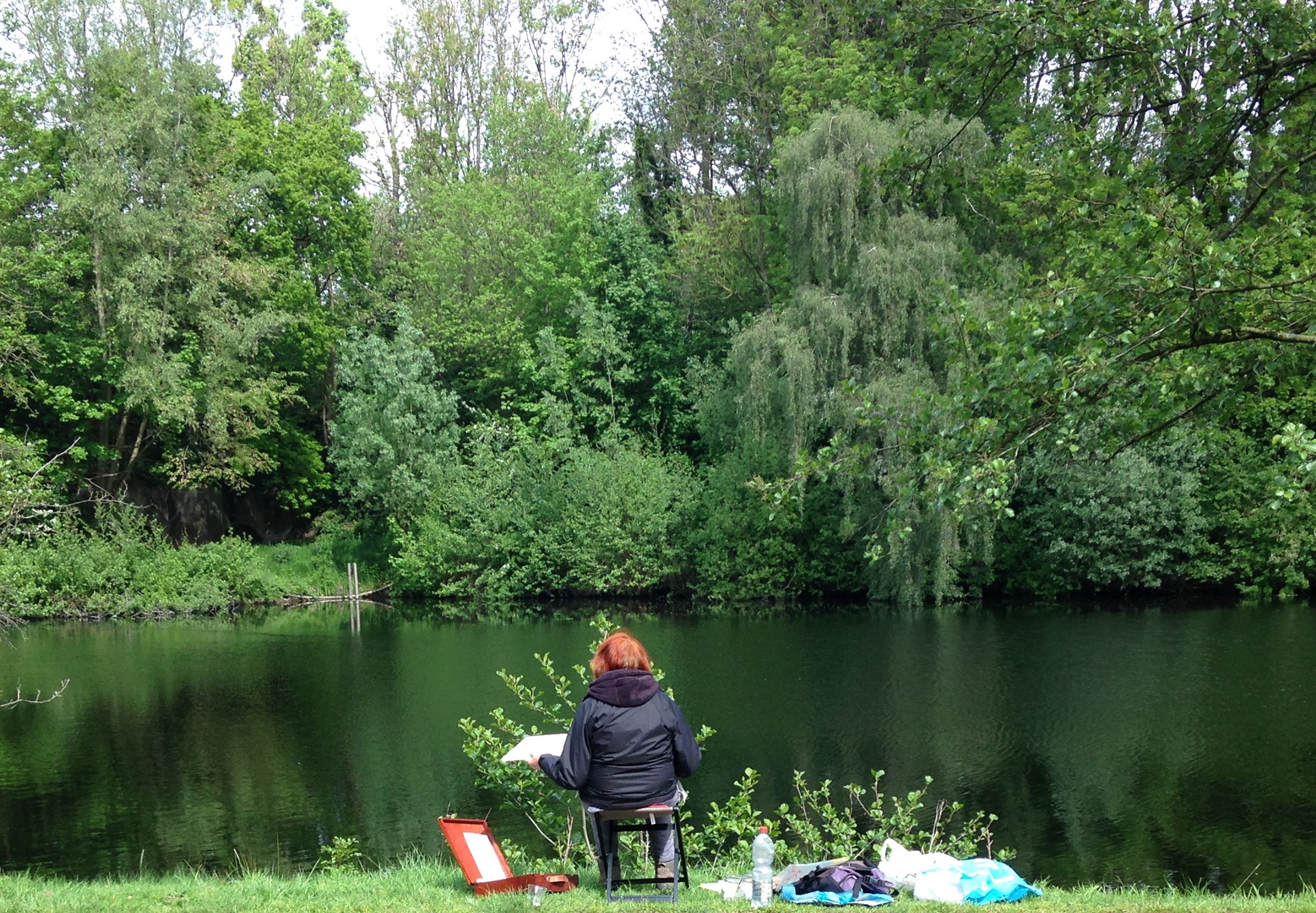 Cursist aquarel in de natuur